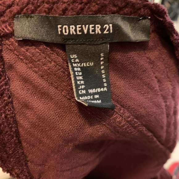 Forever 21 Corduroy Overalls Size Small Burgundy Aline Dress - Picture 12 of 12